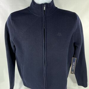 Marc Asher Pullover Blue Full Zip Sweater Knit Jacket Mens Small Soft Touch NWT